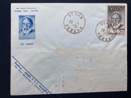 LETTRE FDC BEY AHMED TP BEY AHMED 20F OBL.25 6 1951 SEBHA FEZZAN - Covers & Documents