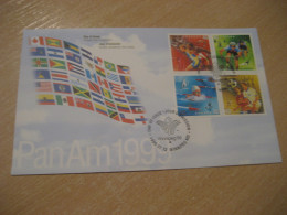 WINNIPEG 1999 Yvert 1668/71 Pan American Games Athletics Cycling Swimming Football Flag Flags FDC Cancel Cover CANADA - 1991-2000