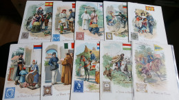 Lot De 19 Cartes La Poste En Chine , Italie,montenegro , Autriche Bulgarie, Danmarck , Espagne, Etc - Post
