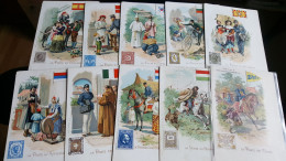 Lot De 19 Cartes La Poste En Chine , Italie,montenegro , Autriche Bulgarie, Danmarck , Espagne, Etc - Postal Services