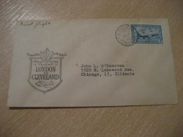 LONDON To CLEVELAND 1946 First Official Flight Air Mail Field Cancel Cover CANADA England - Premiers Vols