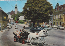 CPA  - WIEN, GRINZING, STREET, BUILDINGS, CHURCH, PEOPLE, CHAISE, WHITE HORSES - AUSTRIA - Grinzing