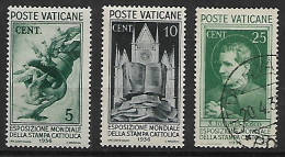 VATICAN 1936 YT 72 Et 73 Neufs + 74 Oblitéré - Exposition Presse Catholique - Gebraucht