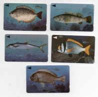 Bahrain Phonecards - Bahrain Fish 5 Cards Complete Set - Batelco -  ND 1996 Used Cards - Bahrain