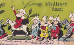 G. Lion Signée Meilleurs Voeux Enfants Soldats Cheval De Bois Chapeau Papier - Lion