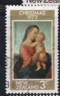 NEW ZEALAND NUOVA ZELANDA 1973 TEMPI MADONNA BY RAPHAEL CHRISTMAS NATALE NOEL WEIHNACHTEN NAVIDAD 3c USED USATO OBLITERE - Oblitérés