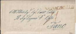 ITALIA / ETATS PONTIFICAUX - 1854 - LETTRE De BAGNACAVALLO ! => FANO - Etats Pontificaux