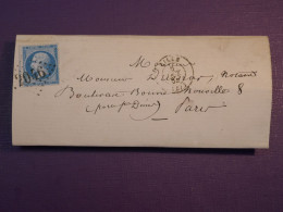 BZ7 FRANCE BELLE   LETTRE 1855 LILLE A PARIS +N°22 VOISIN    +AFF. INTERESSANT ++ - 1862 Napoleon III