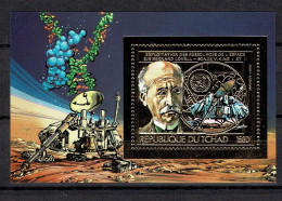 Tchad Space 1983 Vienna Conference And Space Resources. Viking And Astronomer Lovell. Souvenir Sheet - Tchad (1960-...)