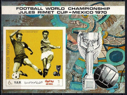 Yemen (Yar) Sport 1970 World Football Cup Mexico Souvenir Sheet IMPERF - 1970 – Mexico