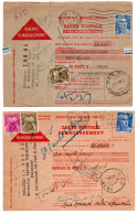 1951-53 - Cartes Postales Remboursement Affr. Gandon 12f Ou 15f Bleus - Taxe Des Valeurs Impayées 20f Ou 25f Avec Gerbes - Tariffe Postali