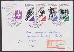 Germany Ski Rodel Eisschnelllauf R-Auslandsbrief Mit Kpl. Satz DDR 3140/43 Calgary - Hiver 1988: Calgary