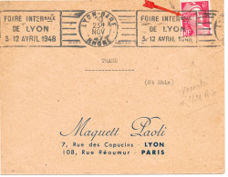 Variété Sur Lettre N° Yvert 721Aa Gandon 6f Rouge Mèche Reliée Oblitération Flamme RBV 20 NOV 47 - Lettres & Documents