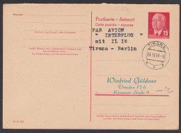 Tirana-Berlin Par Avion Interflug IL 18 Nach Dresden Tirane 6.4.64 15 Pfg. Wilhelm Pieck Antwort-GA DDR P65aA - Postcards - Used