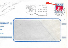 Variété Sur Lettre N° Yvert 1354B 0,30 Paris Neige Sur Le Bleu Du Blason Oblitération Flamme Secap Orléans Gare 1965 - Storia Postale