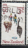 NEW ZEALAND NUOVA ZELANDA 1974 HEALTH CHILDREN WITH CAT AND DOG 3c + 1c USED USATO OBLITERE' - Gebruikt