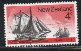 NEW ZEALAND NUOVA ZELANDA 1975 HISTORIC SAILING SHIPS SCOW LAKE ERIE 1873 4c USED USATO OBLITERE' - Oblitérés