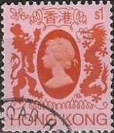 HONG KONG 1982 Queen Elizabeth II - $1 - Deep Orange, Orange & Red FU - Gebruikt