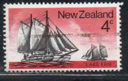 NEW ZEALAND NUOVA ZELANDA 1975 HISTORIC SAILING SHIPS SCOW LAKE ERIE 1873 4c USED USATO OBLITERE' - Oblitérés