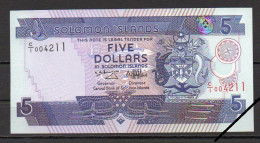 Solomon Islands, 5 Dollars, 1997/Serial Ascending Size Prefix C/1, Grade UNC - Solomon Islands