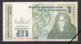 Ireland, 1 Pound, 1989/M. F. Doyle & S. P. Cromien Prefix FAK, Grade F - Ireland