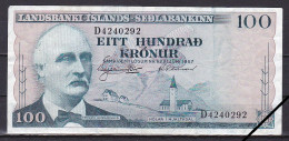 Iceland, 100 Kronur, 1957/Vilhjálmur Þór & Jón G. Maríasson Prefix D, Grade F - Iceland