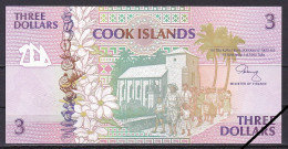 Cook Islands, 3 Dollars, 1992/Prefix AAA, Grade UNC - Cook Islands