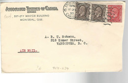 52038 ) Cover Canada Postmark Duplex Airmail - 1903-1954 De Koningen