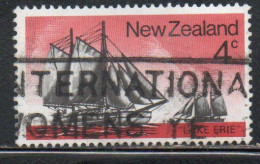 NEW ZEALAND NUOVA ZELANDA 1975 HISTORIC SAILING SHIPS SCOW LAKE ERIE 1873 4c USED USATO OBLITERE' - Used Stamps