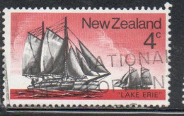 NEW ZEALAND NUOVA ZELANDA 1975 HISTORIC SAILING SHIPS SCOW LAKE ERIE 1873 4c USED USATO OBLITERE' - Used Stamps