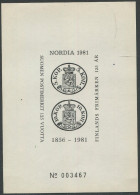 Finland:Unused Block/card Finnish Stamps 125 Years, Nordia 1981 - Cartas & Documentos