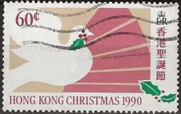 HONG KONG 1990 Christmas - 60c. - Dove With Holly FU - Oblitérés