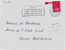 Variété Sur Lettre N° Yvert 1664c 0,50 Béquet Rouge Sans Le P De Postes Oblitération Flamme Secap Paris 14 22-5 1974 - Cartas & Documentos