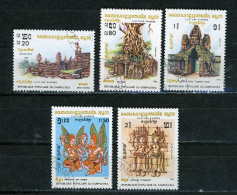 KAMPUCHEA : CULTURE KHMÈRE - N° Yvert 376+378+379+380+381 Obli. - Kampuchea