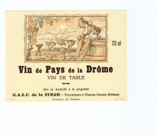 Etiquette De Vin Vin De Pays De La Drôme TB Neuve Illustrée - Collezioni & Lotti