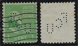 USA United States 1926/1960 Stamp With Perfin FCU By The Pioneer Life Insurance Company From Rockford Lochung Perfore - Perforés