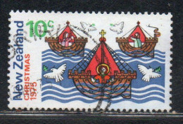 NEW ZEALAND NUOVA ZELANDA 1975 MEDIEVAL SHIPS DOVES CHRISTMAS NATALE NOEL WEIHNACHTEN NAVIDAD 10c USED USATO OBLITERE' - Used Stamps