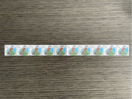 België R96 - Vogels - Oiseaux - Buzin (2931) - 16F/0.42EUR- Grauwe Klauwier - Strook Van 10 Met 2x5 Cijfers - Coil Stamps