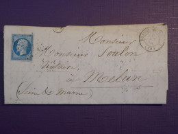 BZ8 FRANCE  BELLE  LETTRE RR  1858 PETIT BUREAU  BOISSY     A  MELUN    +N°14 + PERLé+AFF. INTERESSANT ++ - 1853-1860 Napoléon III.