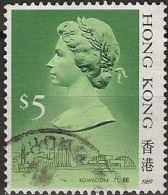 HONG KONG 1989 Queen Elizabeth And Central Victoria - $5 - Multicoloured FU - Gebraucht