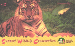 Singapore:Used Phonecard, Singapore Telecom, 10$, Tiger, Support Wildlife Conservation - Giungla