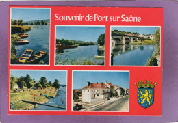 70 Souvenir De PORT SUR SAONE Multivues Le Port Des Barques Grand Pont Sur La Saône La Plage Étape Sur La R.N. 19 Blason - Port-sur-Saône