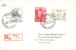 SWEDEN - REGISTERED MAIL 1973 PORJUS - DE / 2100 - Storia Postale