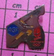 1518A Pin's Pins / Beau Et Rare / THEME : SPORTS / PATINAGE ARTISTIQUE AGF PUZZLE JEUX OLYMPIQUES ALBERTVILLE - Pattinaggio Artistico