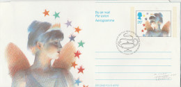 1985 CHRISTMAS PANTOMIMNE AEROGRAMME FIRST DAY Pmk OIL LAMP  Postal Stationery Cover GB Stamp Minerals Theatre - Pétrole