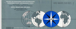 Viação Aérea Rio-Grandense - VARIG  /  BIGLIETTO  _ PASSENGER TICKET  _ 1988 - Monde