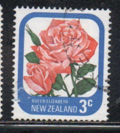 NEW ZEALAND NUOVA ZELANDA 1975 ROSES FLORA FLOWERS QUEEN ELIZABETH 3c USED USATO OBLITERE' - Oblitérés