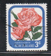 NEW ZEALAND NUOVA ZELANDA 1975 ROSES FLORA FLOWERS QUEEN ELIZABETH 3c USED USATO OBLITERE' - Used Stamps