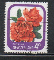 NEW ZEALAND NUOVA ZELANDA 1975 ROSES FLORA FLOWERS SUPER STAR 4c USED USATO OBLITERE' - Oblitérés