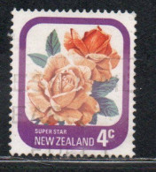 NEW ZEALAND NUOVA ZELANDA 1975 COLOUR VARIETY ROSES FLORA FLOWERS SUPER STAR 4c USED USATO OBLITERE' - Used Stamps